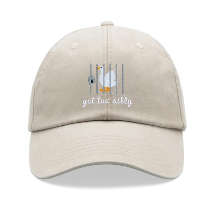 Goose Got Too Silly Baseball Cap Vintage Washed Unisex Dad Hat Adjustable Faded Sports Sun Summer Holiday Bird Watcher Farmer Funny Joke