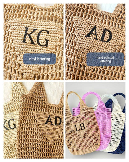 Personalized Straw Beach Bag Tote: Spring Break Bag, Beach Bachelorette Party Favor Girls Trip Idea