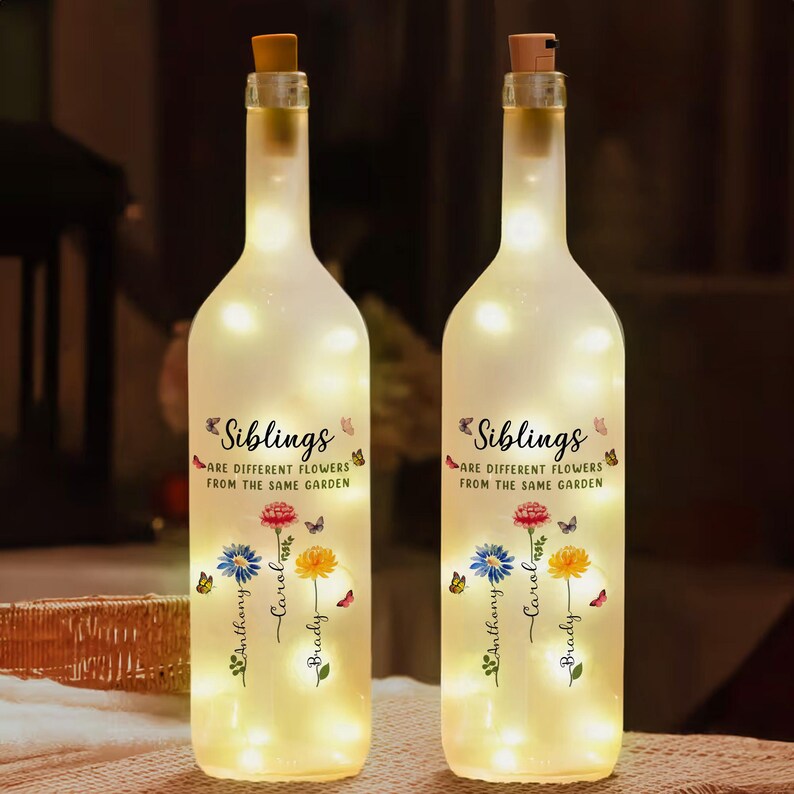 Sister Gifts, Personalized Siblings Bottle Lamp, Gifts For Sister, Siblings Birthday Gifts, Sisters Gifts From Sister, Siblings Night Light