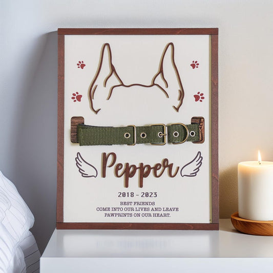Memorial Pet Collar Frame, Dog Ear Framed Art, Pet Collar Holder,Loss of Dog,Dog Loss Gifts,  Bereavement Gifts Memorial Standing Frame MP01
