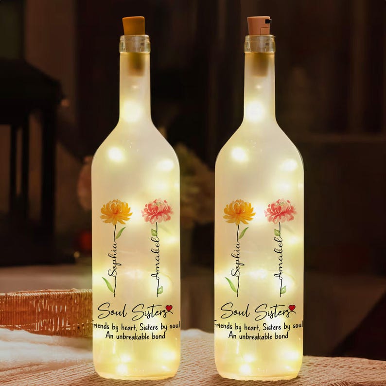 Soul Sisters Gifts, Personalized Soul Sisters Bottle Lamp, Soul Sister Gifts For Women, Sister Gifts, Best Friend Gifts, Bestie Gifts