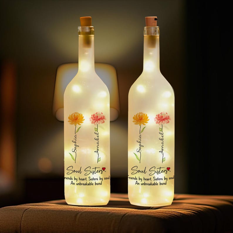 Soul Sisters Gifts, Personalized Soul Sisters Bottle Lamp, Soul Sister Gifts For Women, Sister Gifts, Best Friend Gifts, Bestie Gifts