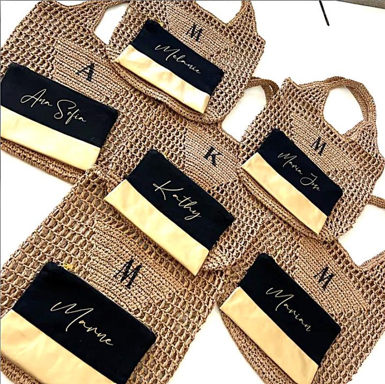 Personalized Straw Beach Bag Tote: Spring Break Bag, Beach Bachelorette Party Favor Girls Trip Idea