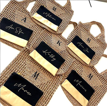Personalized Straw Beach Bag Tote: Spring Break Bag, Beach Bachelorette Party Favor Girls Trip Idea