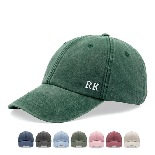 Personalised Custom Side Initials Baseball Cap Vintage Washed Cotton Unisex Dad Hat Adjustable Faded Sports Sun * FREE TRACKED DELIVERY *