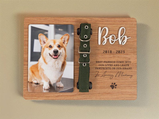 Memorial Dog Collar Sign, Pet Personalized Frame, Custom Cat Portrait, Pet Collar Plaque, Pet Loss Portrait, Dog Sympathy Gift MP02
