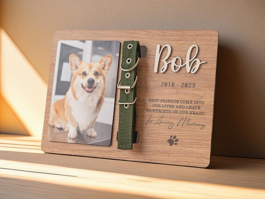 Memorial Dog Collar Sign, Pet Personalized Frame, Custom Cat Portrait, Pet Collar Plaque, Pet Loss Portrait, Dog Sympathy Gift MP02