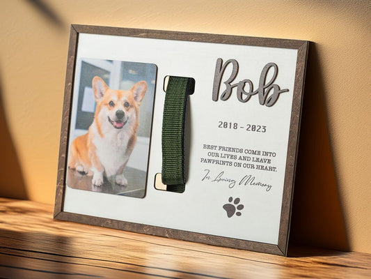 Memorial Pet Collar Sign, Dog Memorial Wood Frame With Collar Holder, Dog Memorial Gifts, Pet Loss Gifts, Pet Sympathy Gift MP04