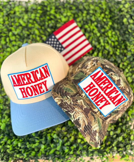 American Honey Patriotic Flag Hat - 4th of July Memorial Day Canvas Hat