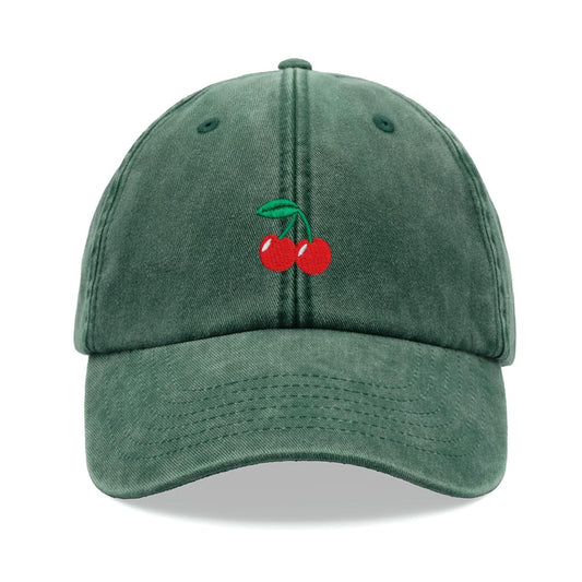 Cherries Baseball Cap Vintage Washed Unisex Dad Hat Low Profile Adjustable Faded Sports Sun Hiking Summer Holiday Skiing Fruit Cherry Love