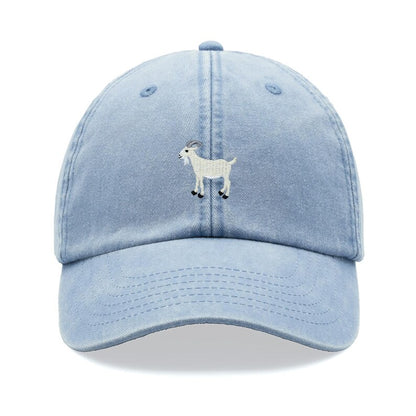 Goat White Baseball Cap Vintage Washed Unisex Dad Hat Adjustable Faded Sports Sun Summer Holiday Farm Farmer Funny Greatest Of All Time