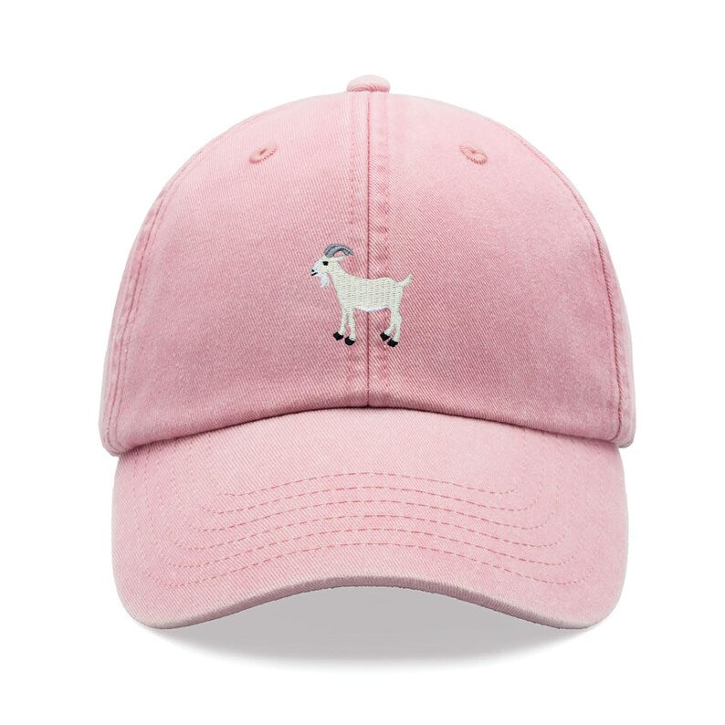 Goat White Baseball Cap Vintage Washed Unisex Dad Hat Adjustable Faded Sports Sun Summer Holiday Farm Farmer Funny Greatest Of All Time