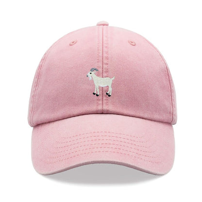 Goat White Baseball Cap Vintage Washed Unisex Dad Hat Adjustable Faded Sports Sun Summer Holiday Farm Farmer Funny Greatest Of All Time
