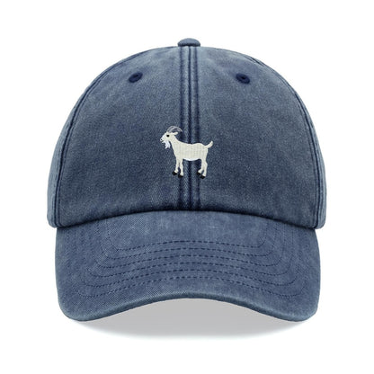 Goat White Baseball Cap Vintage Washed Unisex Dad Hat Adjustable Faded Sports Sun Summer Holiday Farm Farmer Funny Greatest Of All Time