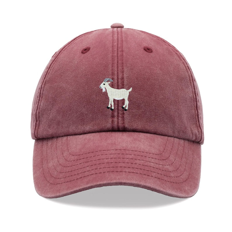 Goat White Baseball Cap Vintage Washed Unisex Dad Hat Adjustable Faded Sports Sun Summer Holiday Farm Farmer Funny Greatest Of All Time