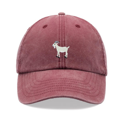 Goat White Baseball Cap Vintage Washed Unisex Dad Hat Adjustable Faded Sports Sun Summer Holiday Farm Farmer Funny Greatest Of All Time
