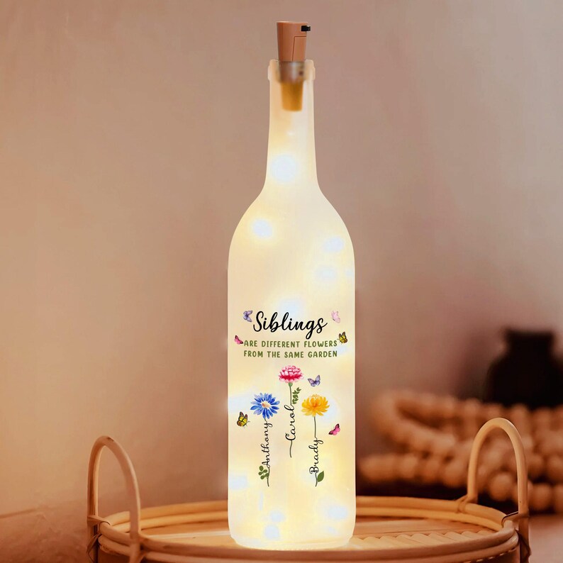 Sister Gifts, Personalized Siblings Bottle Lamp, Gifts For Sister, Siblings Birthday Gifts, Sisters Gifts From Sister, Siblings Night Light