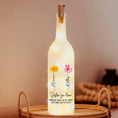 Personalized Sister In Law Bottle Lamp, Sister In Law Birthday Gifts, Sister Gifts, Gifts For Sister In Laws, Wedding Gifts For Bride