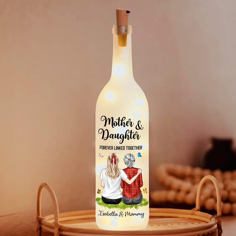 Personalized Mother & Daughter Bottle Lamp, Mothers Day Gifts For Mom, Mom Birthday Gifts, Mother Birthday Gifts, Gifts From Daughter