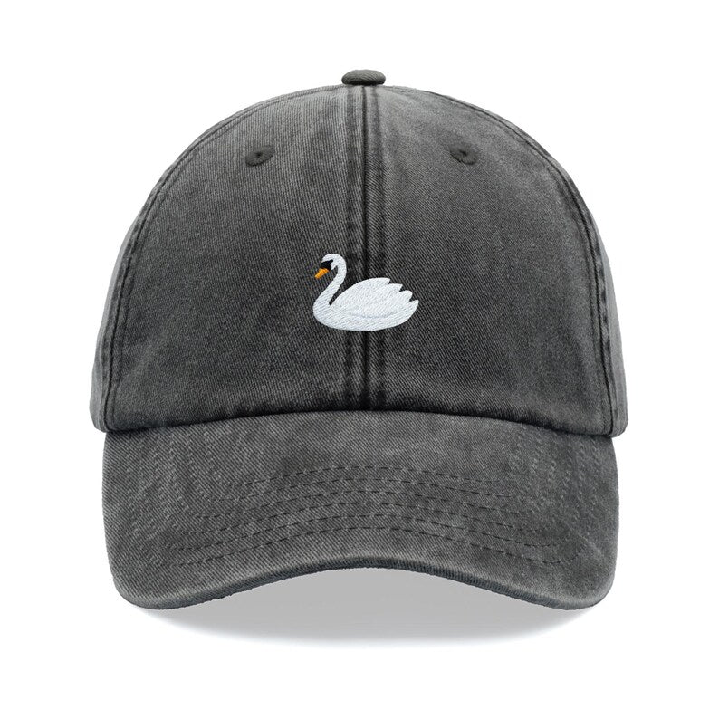 White Swan Baseball Cap Vintage Washed Cotton Unisex Dad Hat Adjustable Funny Faded Sports Sun Bird Summer Holiday Funny