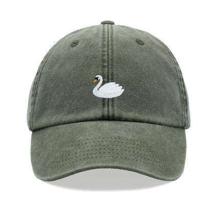White Swan Baseball Cap Vintage Washed Cotton Unisex Dad Hat Adjustable Funny Faded Sports Sun Bird Summer Holiday Funny