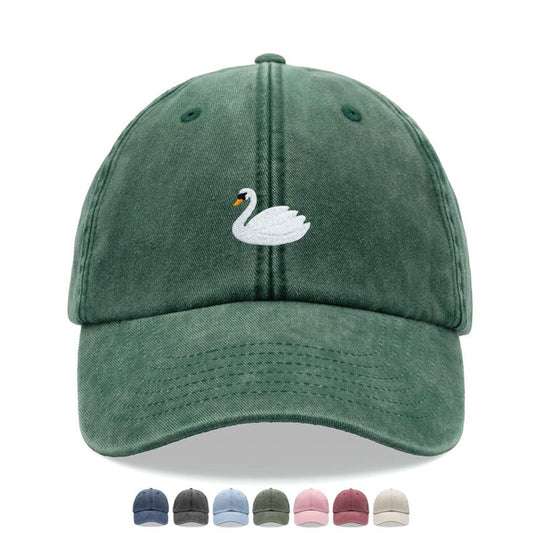 White Swan Baseball Cap Vintage Washed Cotton Unisex Dad Hat Adjustable Funny Faded Sports Sun Bird Summer Holiday Funny