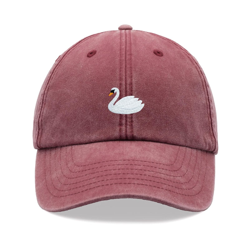 White Swan Baseball Cap Vintage Washed Cotton Unisex Dad Hat Adjustable Funny Faded Sports Sun Bird Summer Holiday Funny