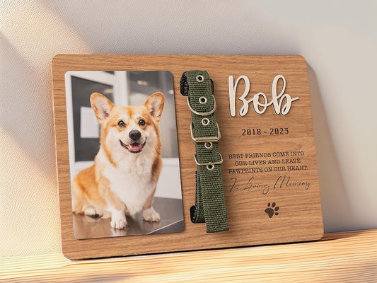 Memorial Pet Collar Frame, Pets Photo Print, Loss of Dog, Cat Loss Gifts, Pet Collar Holder, Bereavement Gifts, Memorial Standing Frame MP02