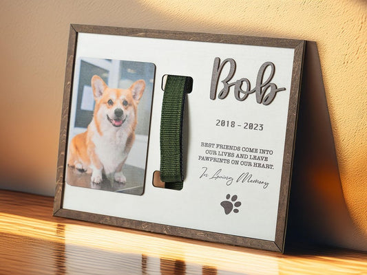 Pet Memorial Dog Collar Holder | Dog Loss Memorial Frame | Rainbow Bridge Sympathy Gift | Pet Keepsake,In Loving Memory, Pet Loss Gifts MP04