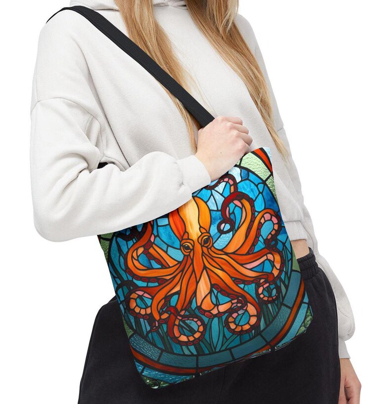 Octopus Bag, Marine Lover Gift, Beach Lover Bag, Mother's Day Gift, Ocean Tote, Stained Glass Tote, Vacation bag, Travel Bag, Octopus lovers