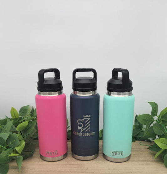 Custom Engraved Yeti 36oz Water Bottle, Personalized Sports Rambler