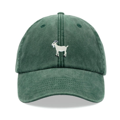 Goat White Baseball Cap Vintage Washed Unisex Dad Hat Adjustable Faded Sports Sun Summer Holiday Farm Farmer Funny Greatest Of All Time