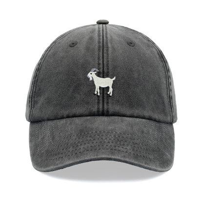 Goat White Baseball Cap Vintage Washed Unisex Dad Hat Adjustable Faded Sports Sun Summer Holiday Farm Farmer Funny Greatest Of All Time