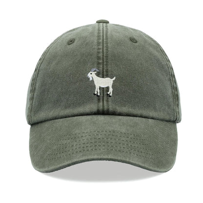 Goat White Baseball Cap Vintage Washed Unisex Dad Hat Adjustable Faded Sports Sun Summer Holiday Farm Farmer Funny Greatest Of All Time