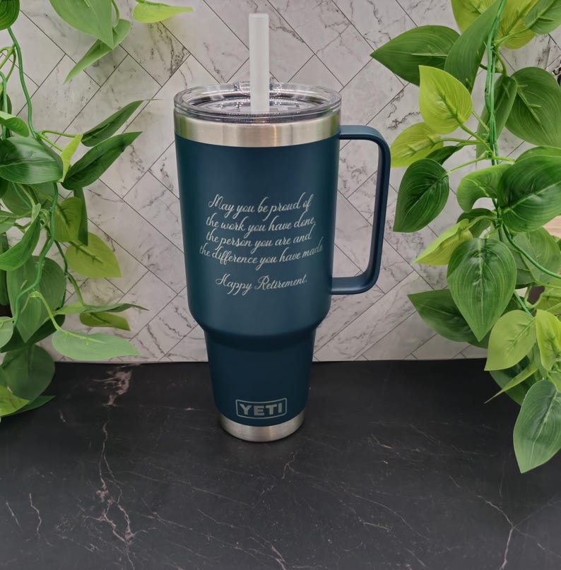 Personalized YETI 42oz Mug – Custom Laser Engraved Tumbler with Straw