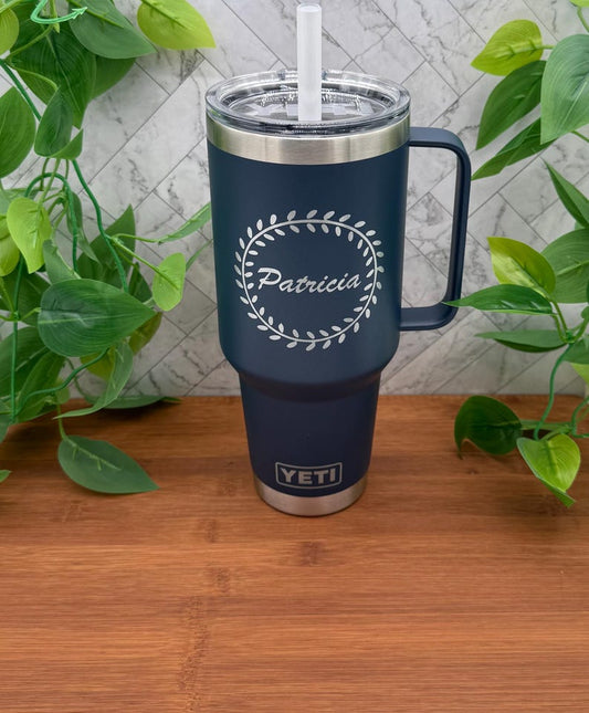 Personalized YETI 42oz Mug – Custom Laser Engraved Tumbler with Straw