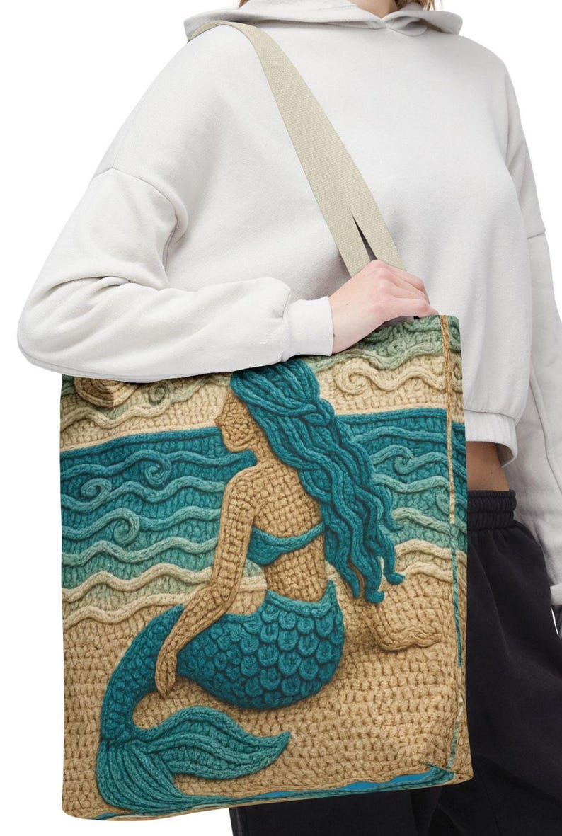 Boho Mermaid Beach Tote Bag, Ocean Lover Gift, Summer Bag, Beach Day Out, Mermaid Core, Mothers Day gift, Beachy Gift for Mom, vacation bag