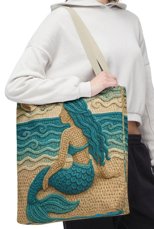 Boho Mermaid Beach Tote Bag, Ocean Lover Gift, Summer Bag, Beach Day Out, Mermaid Core, Mothers Day gift, Beachy Gift for Mom, vacation bag
