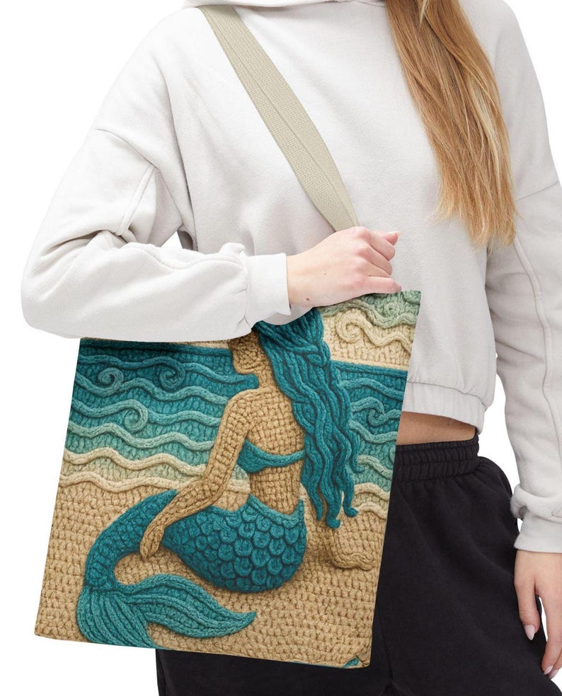 Boho Mermaid Beach Tote Bag, Ocean Lover Gift, Summer Bag, Beach Day Out, Mermaid Core, Mothers Day gift, Beachy Gift for Mom, vacation bag
