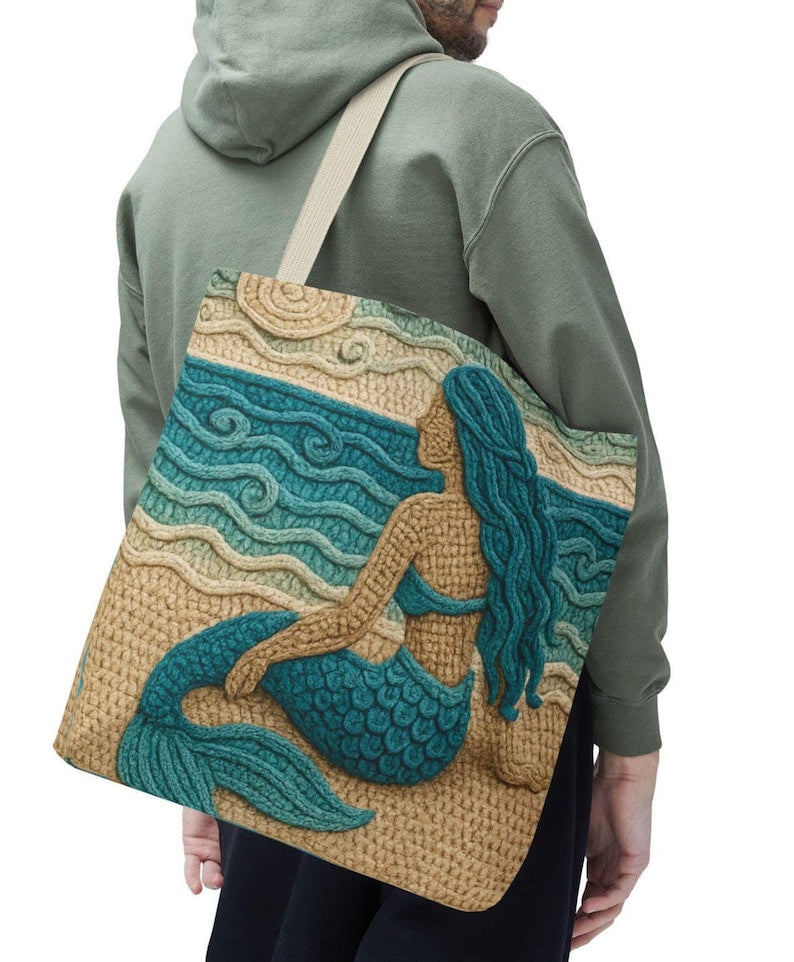 Boho Mermaid Beach Tote Bag, Ocean Lover Gift, Summer Bag, Beach Day Out, Mermaid Core, Mothers Day gift, Beachy Gift for Mom, vacation bag
