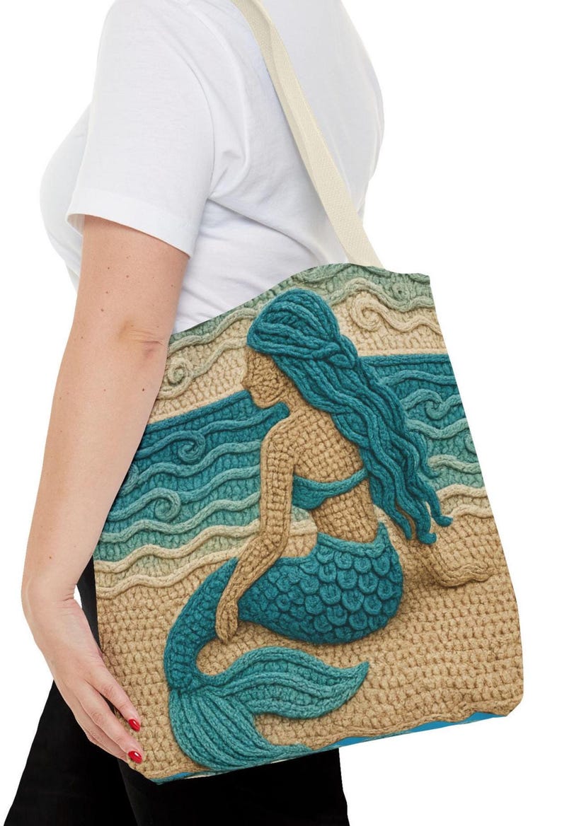 Boho Mermaid Beach Tote Bag, Ocean Lover Gift, Summer Bag, Beach Day Out, Mermaid Core, Mothers Day gift, Beachy Gift for Mom, vacation bag