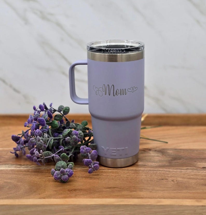 Personalized YETI 20 oz Travel Mug with Handle – Laser Etched, Company Logo Gift