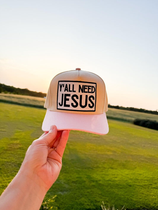 Y’all Need Jesus Trucker Hat - Embroidered Christian Canvas Hat