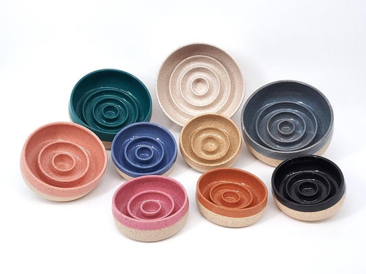 Slow Feeder 1/3 Dip Handmade Ceramic Dog Bowl | Puzzle Toy | Pet Feeder | Pottery | Healthy Eating | Dog Dish