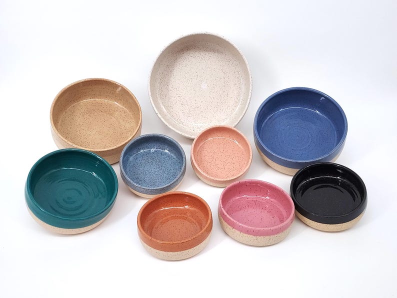 Food or Water 1/3 Dip Handmade Ceramic Dog Bowl | Pottery | Dog Feeder