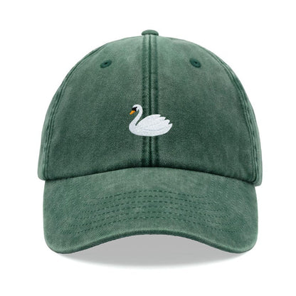 White Swan Baseball Cap Vintage Washed Cotton Unisex Dad Hat Adjustable Funny Faded Sports Sun Bird Summer Holiday Funny