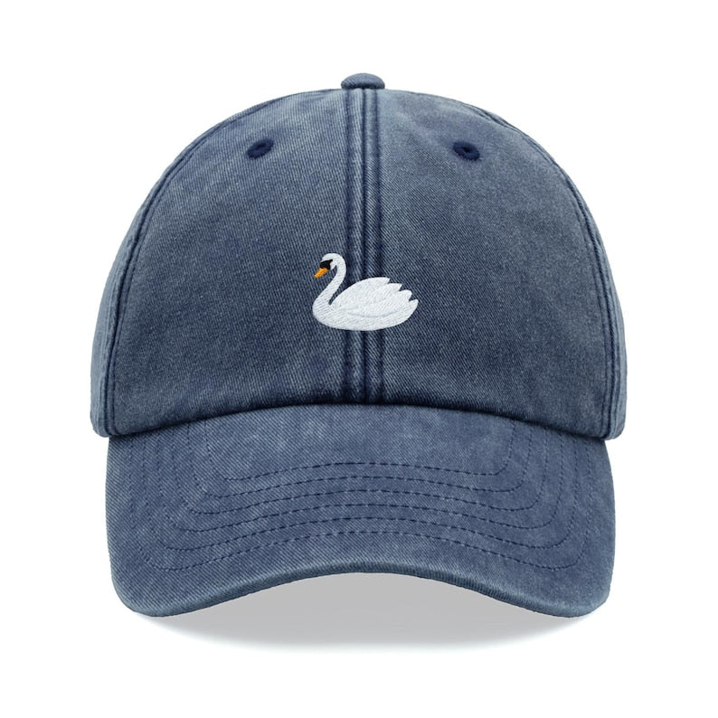 White Swan Baseball Cap Vintage Washed Cotton Unisex Dad Hat Adjustable Funny Faded Sports Sun Bird Summer Holiday Funny