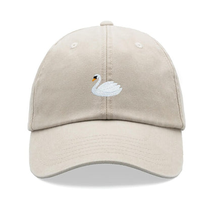 White Swan Baseball Cap Vintage Washed Cotton Unisex Dad Hat Adjustable Funny Faded Sports Sun Bird Summer Holiday Funny