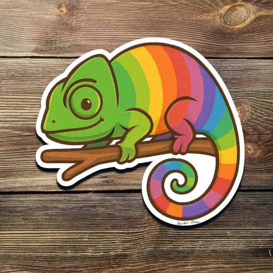 Rainbow Chameleon Vinyl Sticker – Waterproof Laptop Decal