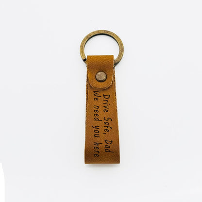 Personalized Crazy Horse Leather Keychain • Laser Engraved